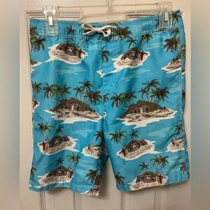 Gymboree Blue Tropical Island Boy’s Swim Trunks, Size 10